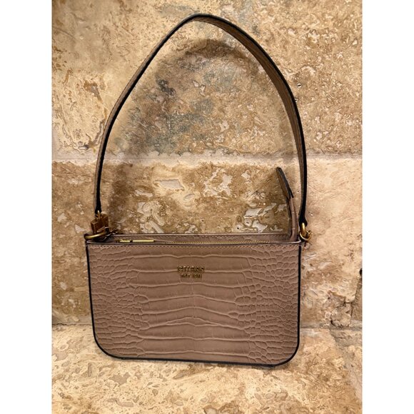 Guess Katie Mini Embossed Leather Shoulder Bag With Gold Chain Accent - Picture 1 of 7